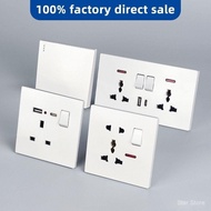 Universal 3pin Wall Socket With Usb Type C 13A 250V,1/2/3gang 2Way Switch,86*146mm PC Panel,Universa