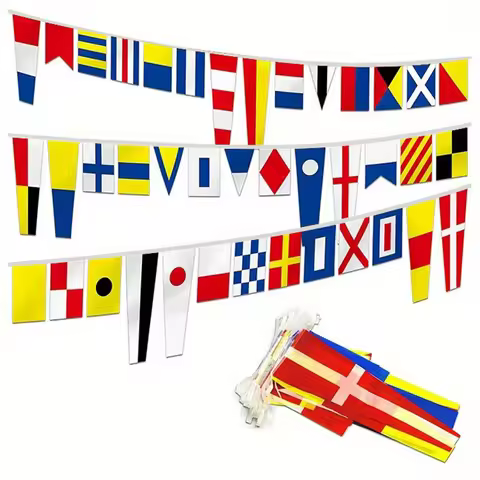 40pcs Signal Flags International Maritime Signal Code Flags, Naval Themed Decor 5.5"x18" or 5.5"x9"
