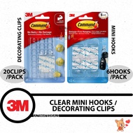 3M Command™ 17006CLR / 17026CLR Clear Decorating Clips or Hooks - with Clear hooks and strips!