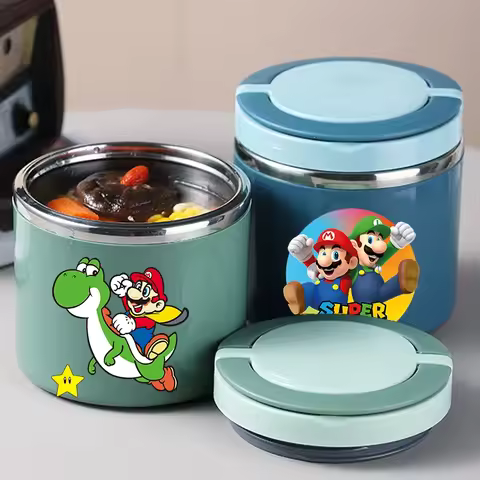 630ML Super Bros Food Thermal Jar Insulated Soup Cup Stainless Steel Thermos Container Anime Game Of