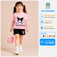 RHINO KIDS Girls' T-shirt with Kuromi Printed 4-Way Cotton Soft, Smooth, Cool Size 12-40kg - AK101