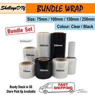 1 SET Packaging Shrink Wrap / Bundle Wrap / Hand Roll Stretch Film (Clear / Black)