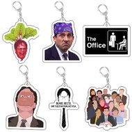 Hot TV The Office Series Funny Acrylic Keychain Michael Scott Dwight Schrute Figure Keyring Keys Bag