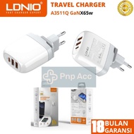 LDNIO Travel Charger A3511Q GaN 65W QC PD Super Fast Charging Original