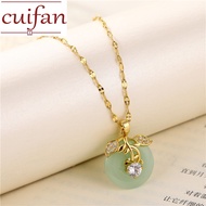18K Saudi Gold Pawnable Natural Hetian Jade Safe Buckle Cherry Necklace Female Clavicle Chain Pendant