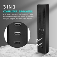 3 in 1 Computer Speakers with Microphone & Hubs USB Conference Speaker PC Mic for Video Conference-r