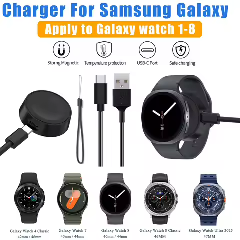 Magnetic Wireless Charger For Samsung Galaxy Watch 8 7 6 5 4 3 Type C Portable Fast Charging Dock Ch