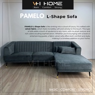 VH PAMELO L-Shape Sofa 3 Seater Sofa L Shape Kain Baldu Fabric Velvet Sofa Ruang Tamu Sofa