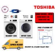 [DELIVERY KLANG VALLEY ONLY][COMBO] TOSHIBA WASHER 7.5KG TW-BH85S2M(WK) + TOSHIBA DRYER 7.0KG TD-H80