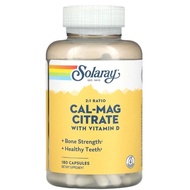 Solaray, Cal-Mag Citrate with Vitamin D-3, 2:1 Ratio , 180 Capsules