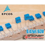 (10 Pcs) [F-CAP] 0.47uF/63V u47J63V 5% EPCOS 3.4x7.2 H8mm