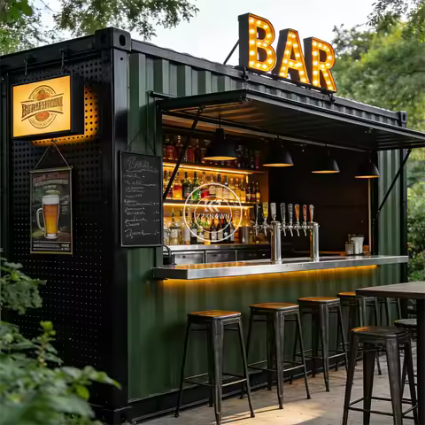 High Quality Prefab Container Restaurant Customized Container Bar Portable Fast Food Kiosk Outdoor R