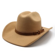 Cowboy Hats Jazz Caps For Women And Men Woolen 57-58cm Western Curved Brim Cowgirl Accessories
