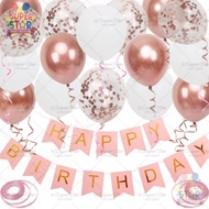 Happy Birthday Party Decoration Confetti Metallic Balloon & Banner 18th 60th Birthday Decoration Set
