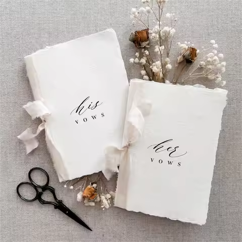 Vow Books set of 2, Custom Vow Books, vow books with ribbon, Handmade Paper Vow Book, Personalized H