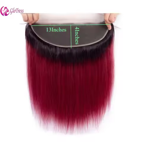 Premium 12A 1B/99J 13x4 Lace Frontal Straight Human Hair Brazilian Virgin Remy 8-22" Transparent Swi