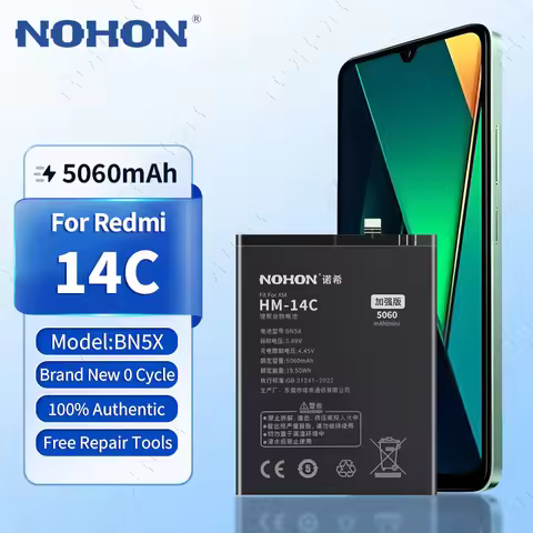 NOHON Replacement Battery for Xiaomi Redmi 14C 13C 12C 10C 9C 10A 9A 8A 7A 7 8 9 10 12 13 Mobile Pho