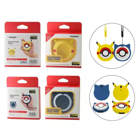 Silicone Protective Case for Poké mon GO Plus + Cartoon Anime Kawaii Pika Shockproof Shell Cover wit