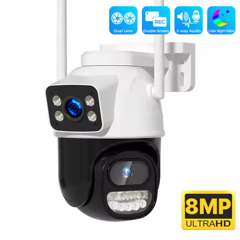 Hiseeu WS418B 4K 8MP Dual Lens Outdoor WiFi Camera Wireless PTZ Security ONVIF H.265+ Cam Night Visi