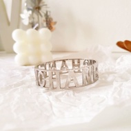 Channel Stainless Steel Bangle in Silver