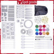 WIN 94pcs Resin Jewelry Making Set Silicone Epoxy Resin Mold Keychain Starter Kit