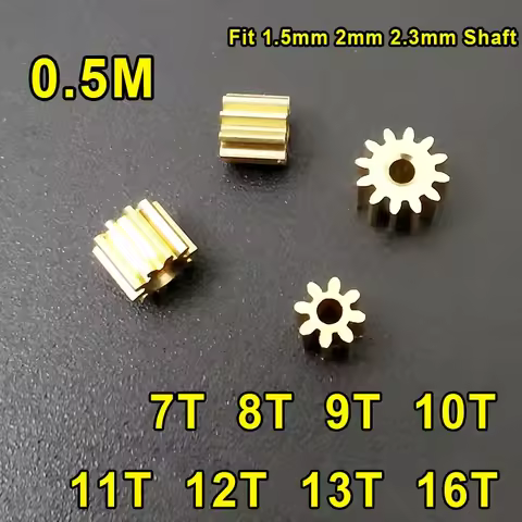 0.5M Modulus 7T 8T 9T 10T 11T 12T 13T 16T Teeth Metal Brass Gear for Spindle Transmission Gear Fit 1