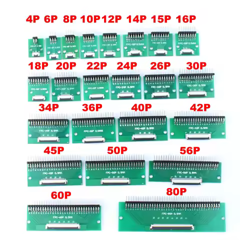 1pcs 4P-- 50P 0.5mm Pitch Connector SMT Adapter to 2.54mm 1.00 Inch Hole FPC FFC Cable Welded Board 