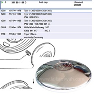 VW Hub Cap Chrome 4 Lug  Short VW logo Beetle 1Pcs