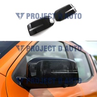 Mitsubishi Triton คาร์บอนไฟเบอร์กระจกประตูฝาครอบมือจับประตูสีดำมันวาวไฟรถยนต์อุปกรณ์ตกแต่งภายนอกสำหร