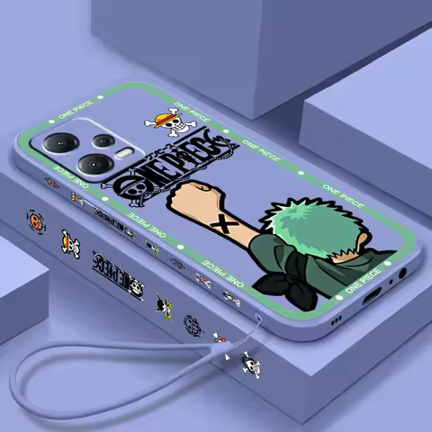 One Piece Luffy Zoro Cute Liquid Left Rope For Xiaomi Redmi Note 12 12S 12R 11 11T 11S 10 10S 9 8 8T