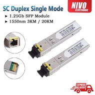 1Pair SFP SC Sigle Mode Duplex 1.25G 1550nm SFP Module Single Mode 3KM/20KM SC DDM