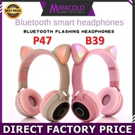 MIRA Cat Headphone Wireless Bluetooth Headphone Cat Ear Headset P47 B39 Colorful LED with Mic Alat F