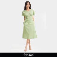 ForMe REFORME V-Neck Midi Dress for Women (Grass Green)