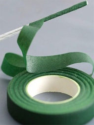 1入綠色花卉膠帶，用於花束包裹和花卉工藝品供應DIY手工膠帶，帶有橡膠黏合劑，可用於DIY手工藝品、花藝製作、花卉包裝、婚禮花束