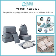 OSLO COMPANY - Travel Bag 7 in 1 (Contents 7 pcs) Travel Organizer Bag Pouch Travel Bag Suitcase