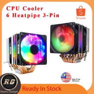 [Ready Stock] Intel & AMD Lanshuo CPU Cooler 6 Heatpipe 3-Pin RGB 2 Fans for In-Tel 775/1150/1151/11