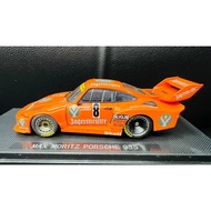 EBBRO 1/43 Porsche 935 Jagermeister Racing Model, Orange Body with Black Decoration, No. 8 Racing Ca