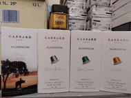 $100/4盒,$300/13盒。五款來自義大利品牌 Caffé Carraro 1927 的咖啡膠囊。這些膠囊採用鋁製包裝，專為 Nespresso 膠囊咖啡機設計。