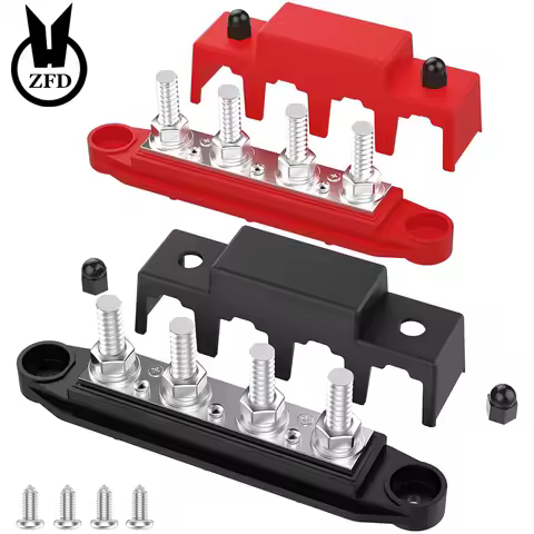 Marine Bus Bar 12V 250A Power Distribution Block 4 Posts Junction Block, M8 M10 Automotive Copper Ba