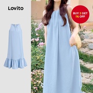 Women Casual Plain Button Dress L128ED602