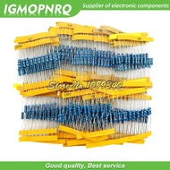 1100pcs/lot 1/2W 1M Metal Film Resistor Assorted Kit 1R/2.2R/3.3R/4.7R/100R/100K/470K/10M/1M/2M ohms