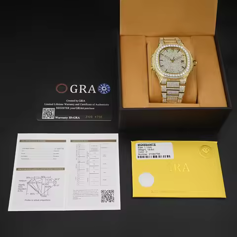 11.8ct Hip Hop Iced Out Luxury Automatic Watch Buss Down VVS Moissanite Watch Pass Diamond Tester