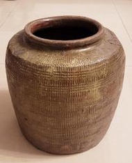 早期 台灣 民國初期 橄欖色 寬口 陶甕  酒甕 醬菜甕