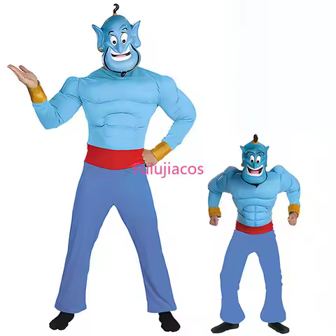 Fulujiacos Aladin and the magic lamp Cosplay Magic Lamp Genie Muscle Costume Mask