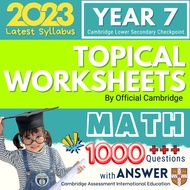 9 Cambridge Lower Secondary Checkpoint Year 7 Math Topical Worksheet + Answer Y7 Checkpoint Workshee