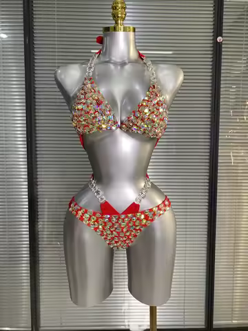 Newest Crystal Bikini Swimwear Fashion Bar Bikini Blingbling Swimwear Bikini Popular Bathingsuit Bik