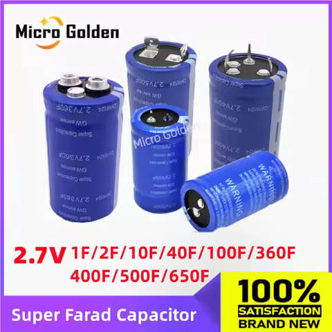 (2pcs)Super Farad Capacitor 2.7V 1F/2F/10F/40F/100F/360F/400F/500F/650F Ox Horn Super Capacitor Auto