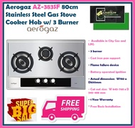 Aerogaz AZ-383SF 80cm Stainless Steel Gas Stove Cooker Hob | 3 Burner | Free Shipping Fast Delivery