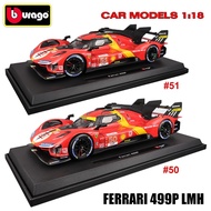 Bburago 1:18 Diecast Model Car Ferrari 499P LMH #50 #51 Racing Car Le Mans Champion Model