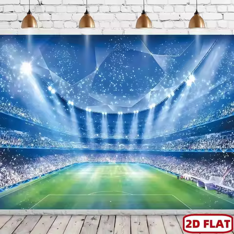 2D flat 1pc field background polyester banner and football field design - birthday, anniversary, gra